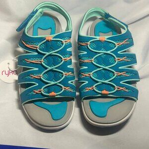NWT Woman’s Sz 7 Ryka Glance Comfort Sandals in Teal and Peach